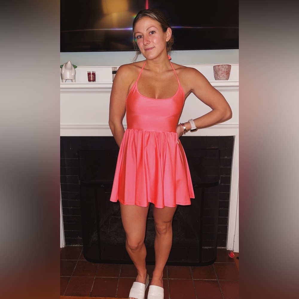 American Apparel Electric Pink Halter Dress